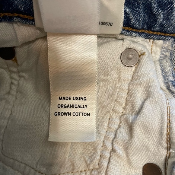 AGOLDE Riley Long High Rise Slim Straight Light Medium Blue Button Fly Size 27 - Picture 13 of 13